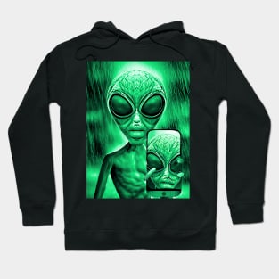 Funny Alien Selfie Invader Sci-fi Space Planet X Hoodie